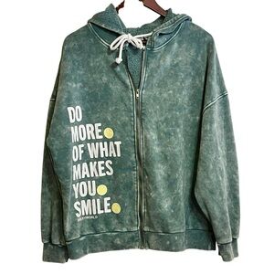 Grayson Threads Smiley World Acid Wash Do What Makes You Smile Zipped Hoodie L